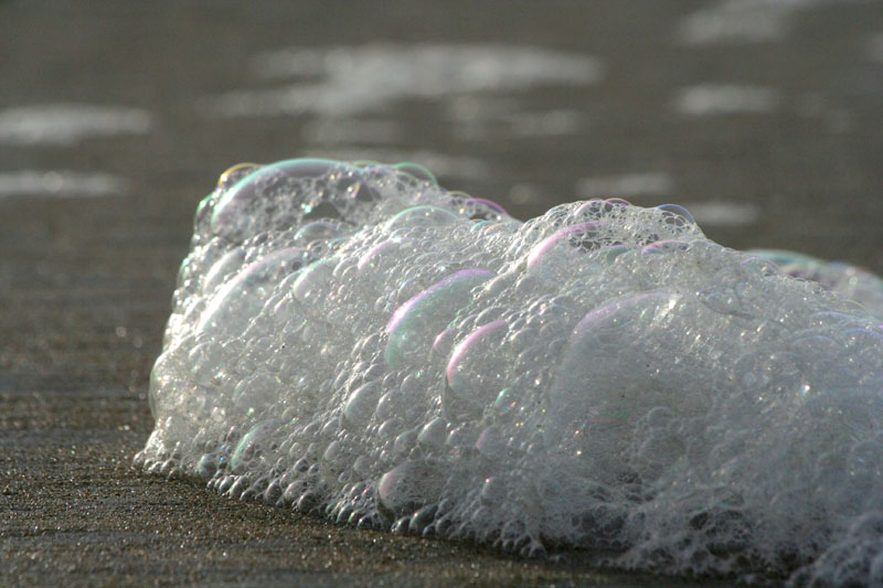 Schuim op het strand bij Wassenaarse slag 